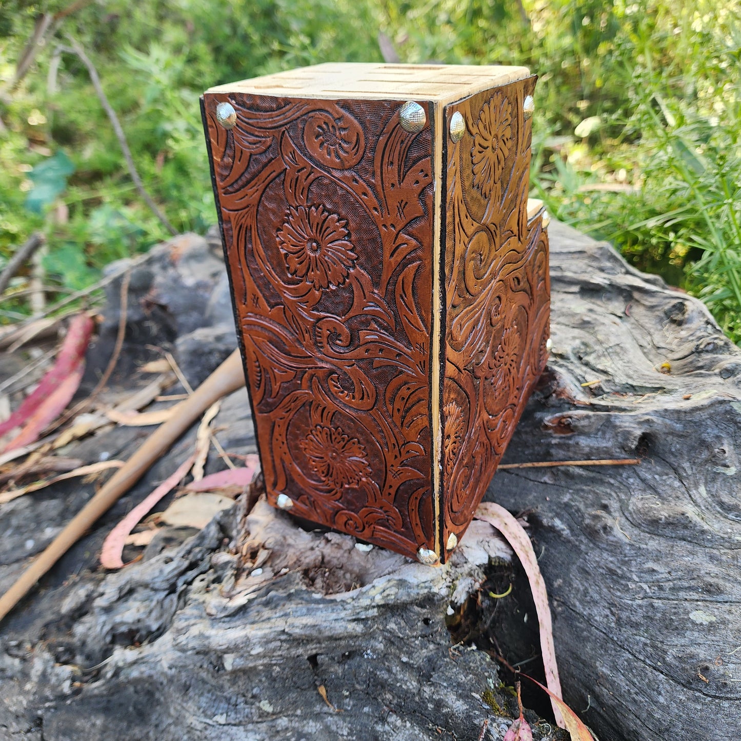 Leather Tooled Knife Block