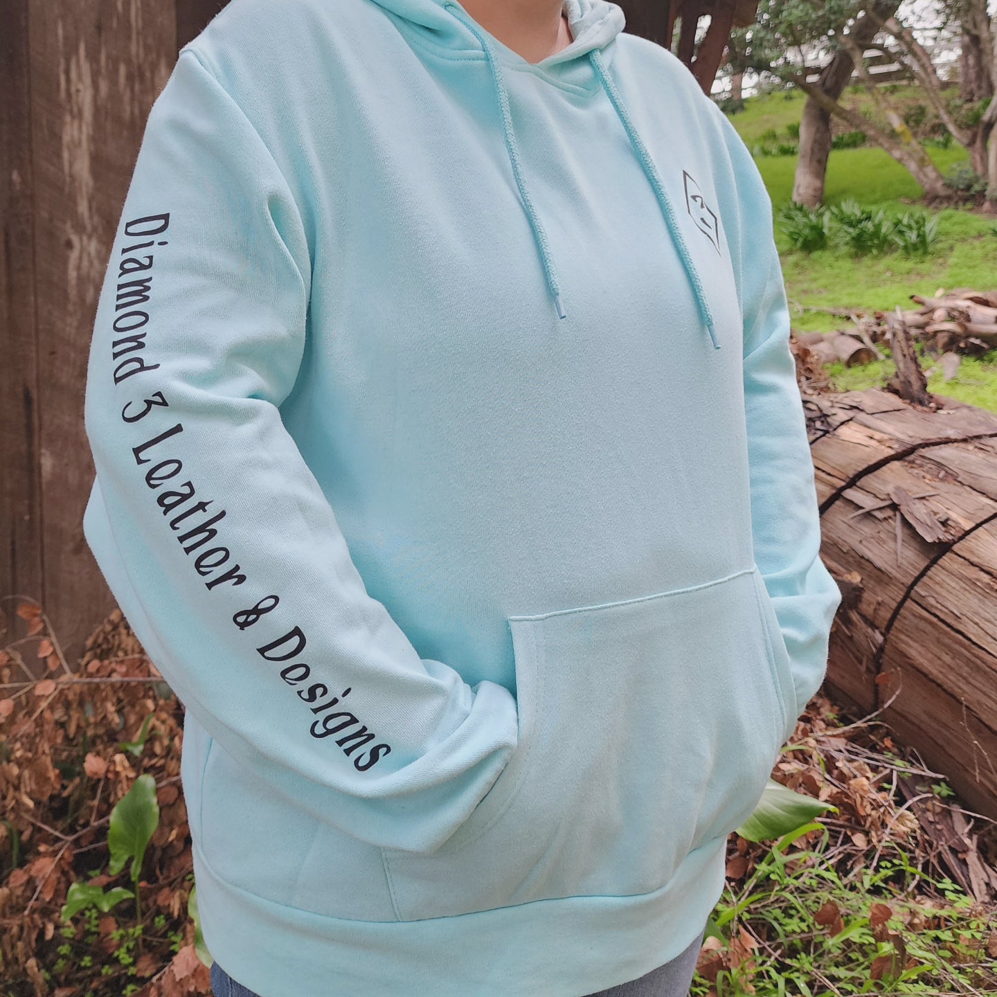 Branded Leather tooled American flag hoodie