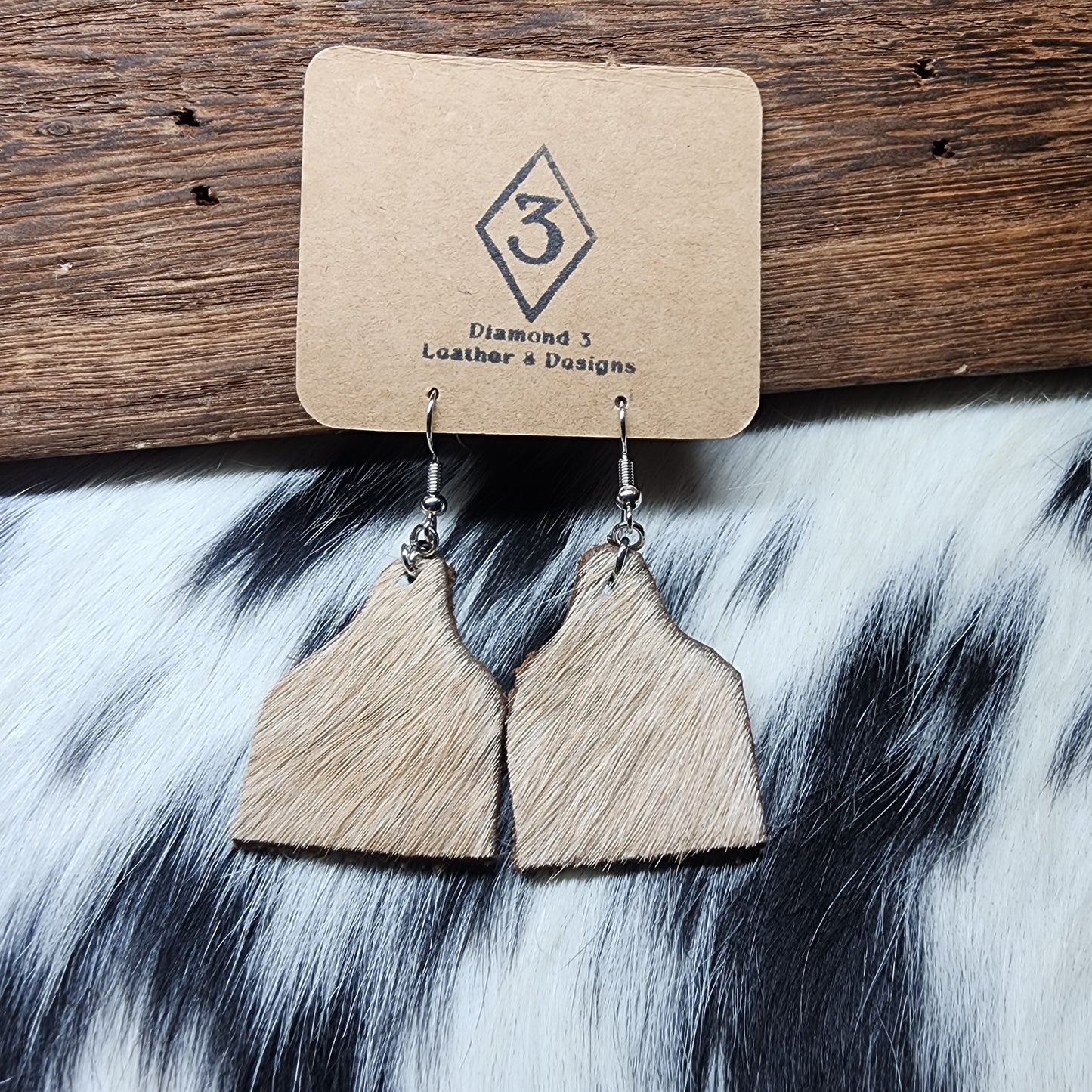 Cowhide Cattle Tag Earrings