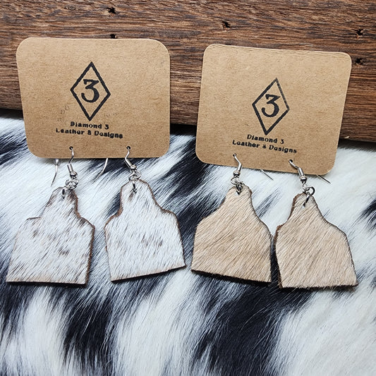 Cowhide Cattle Tag Earrings