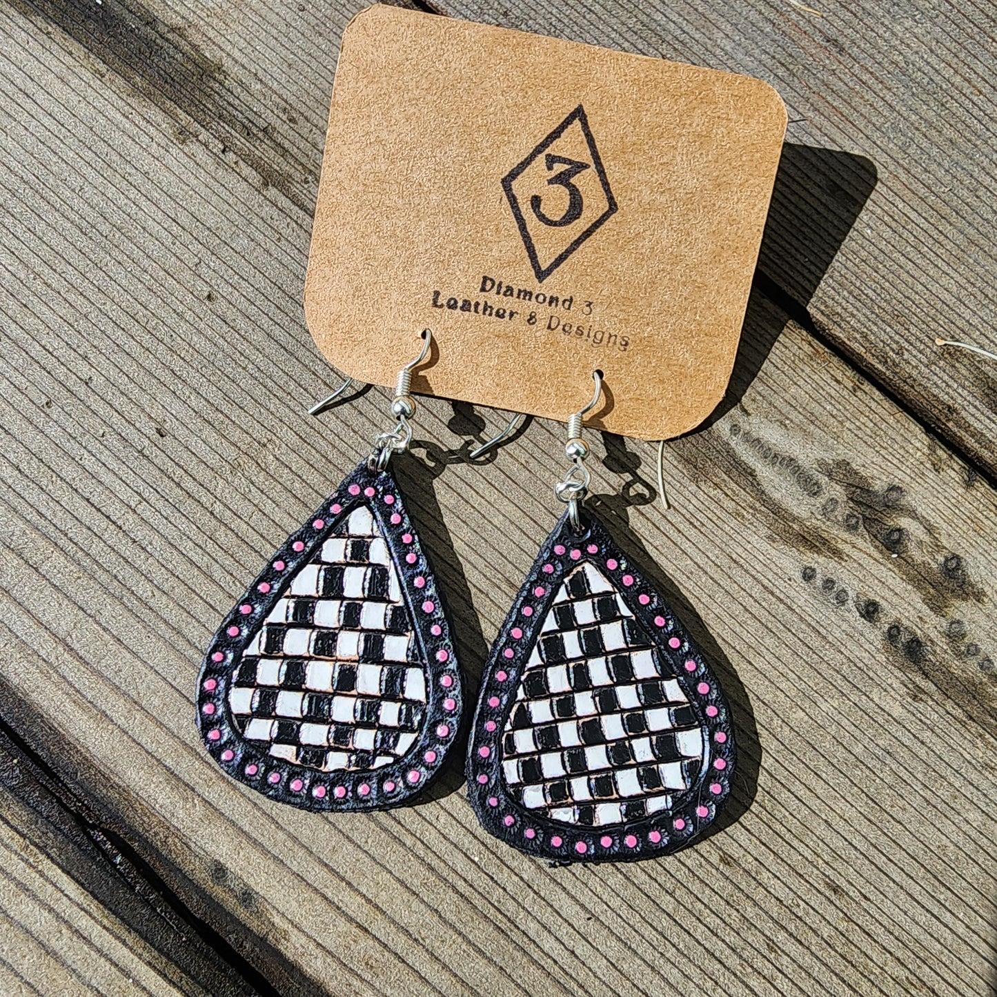 Leather Checkered Earrings