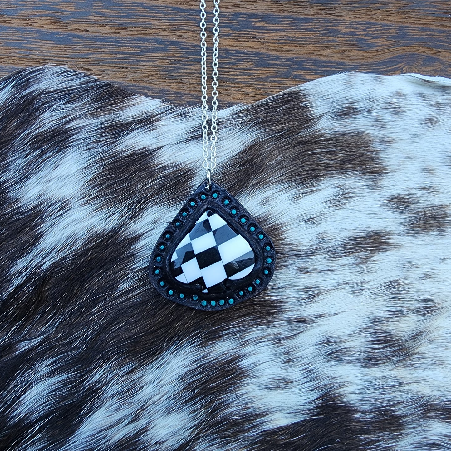 Checkered Spade Necklace