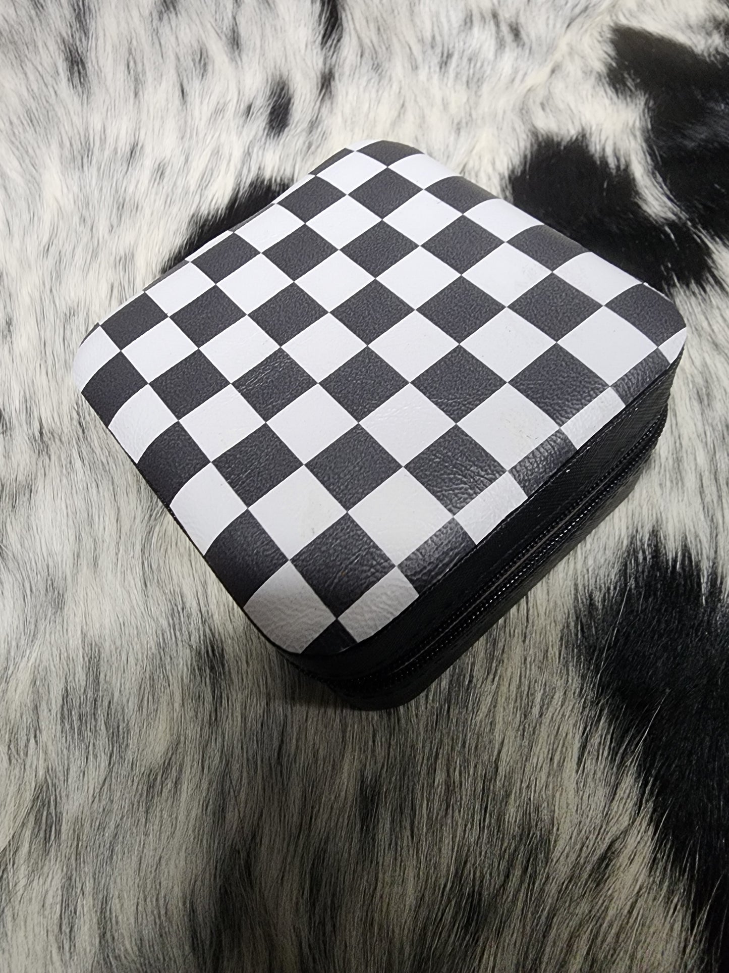 Mini Checkered Travel Jewelry Case