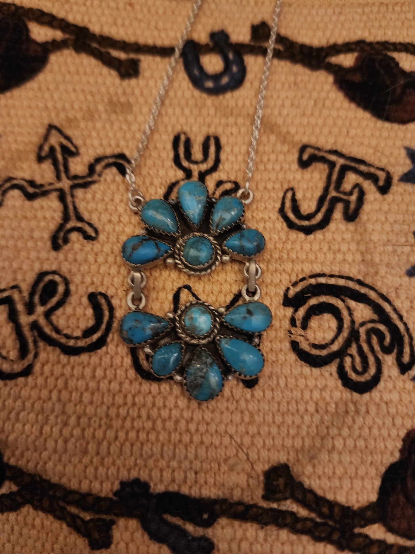 White Water Double Cluster Turquoise Statement Necklace