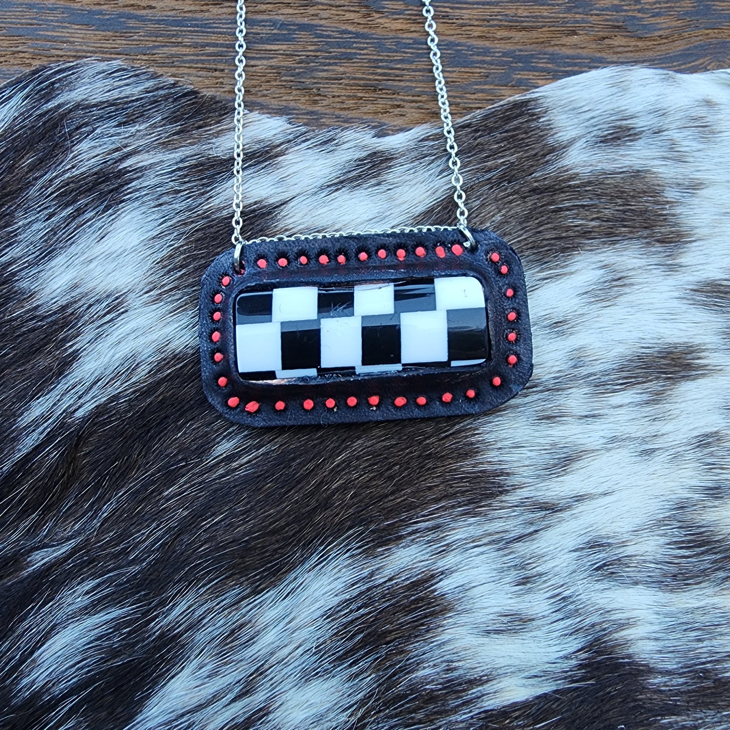 Checkered Bar Necklace