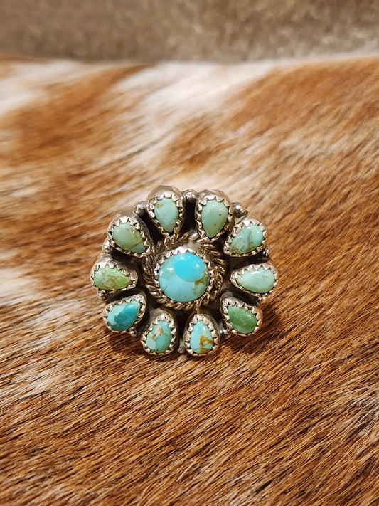 Kingman Turquoise Cluster Ring