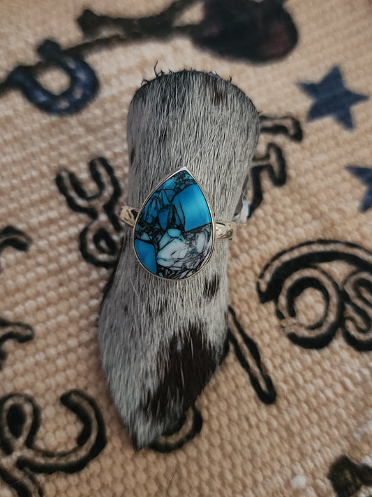 Teardrop mixed Blue Dahlia Ring