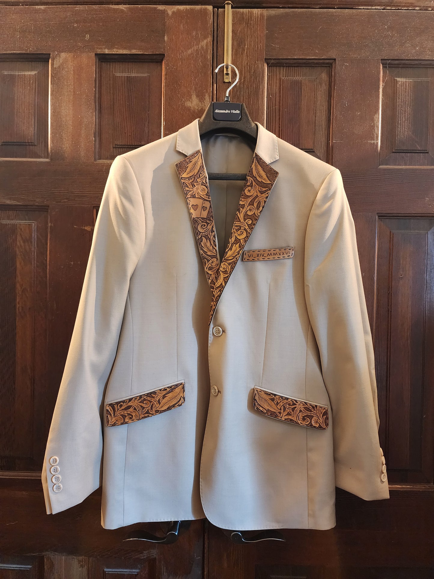 Mens Leather Tooled Wedding Coat