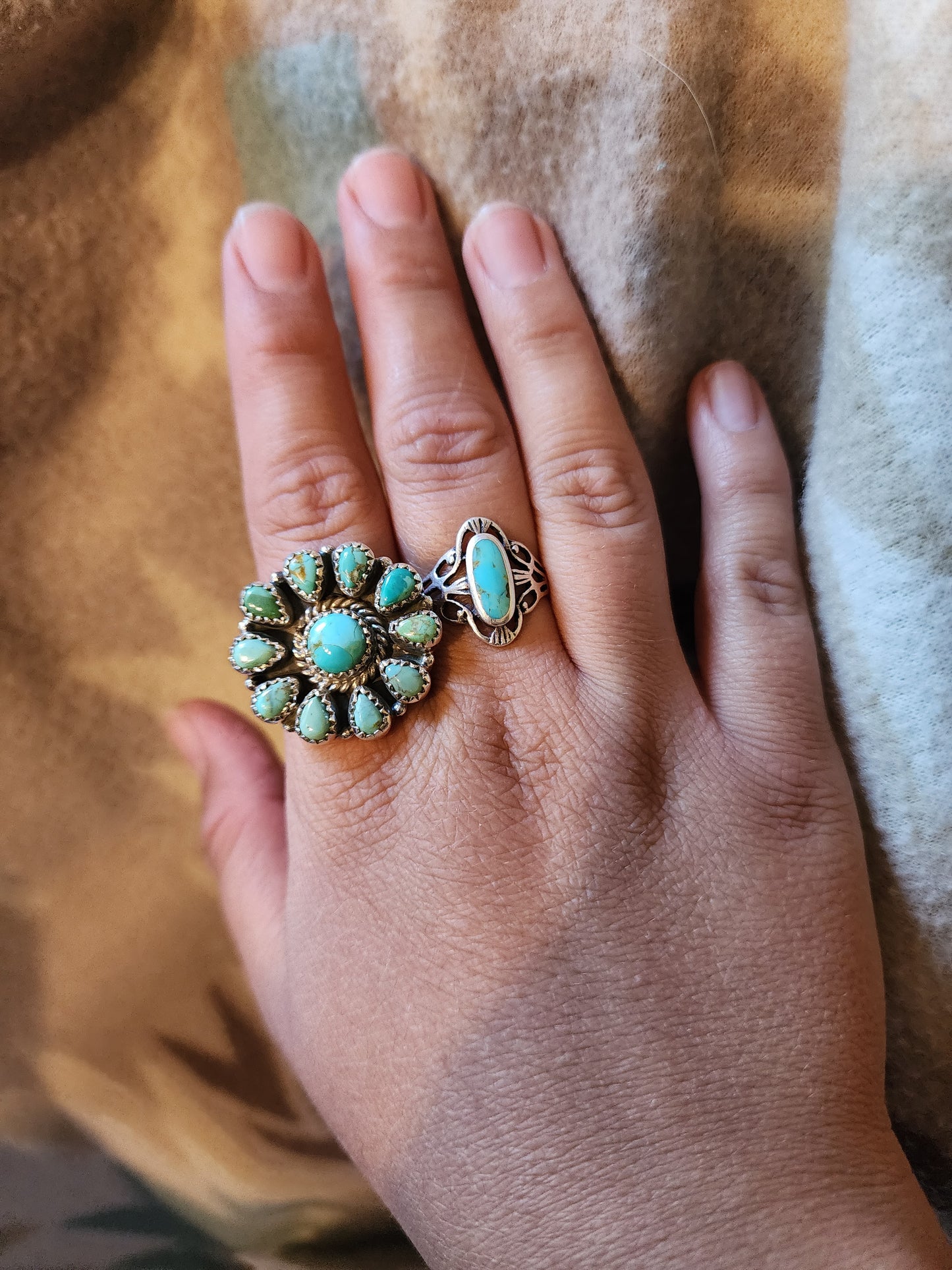 Kingman Turquoise Cluster Ring